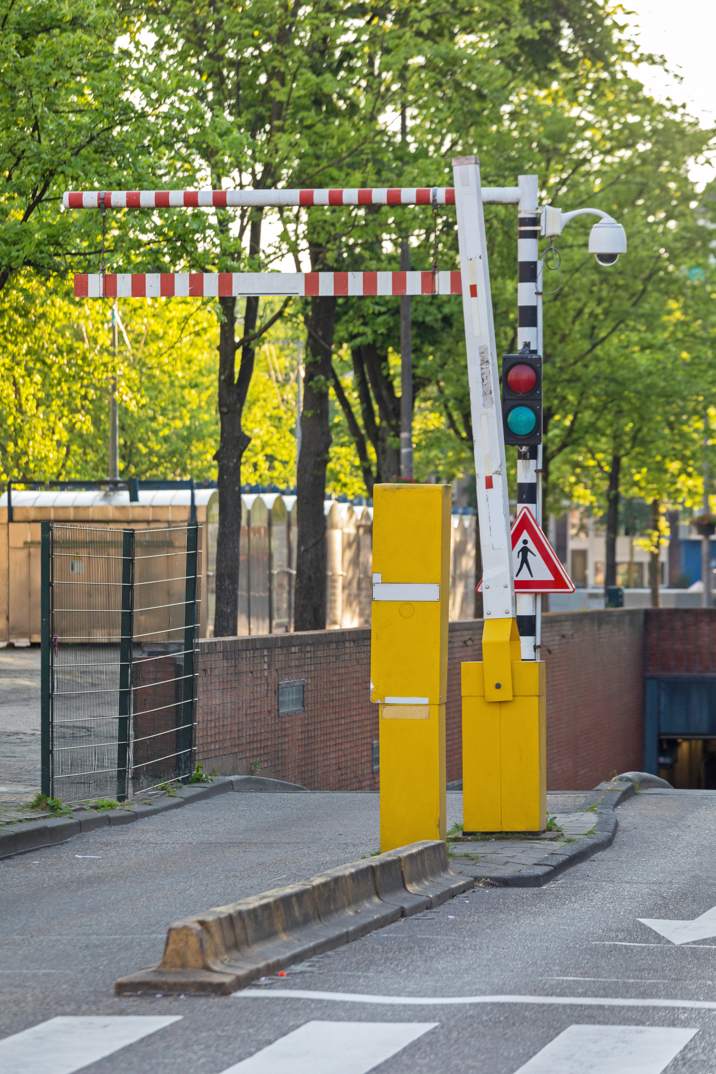 Parking Boom Barrier. Automatic Boom Barrier Entrance to Underground Parking